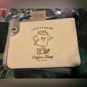 Coach Cream Coffee Shop Turnkey Pouch lil miss Jo